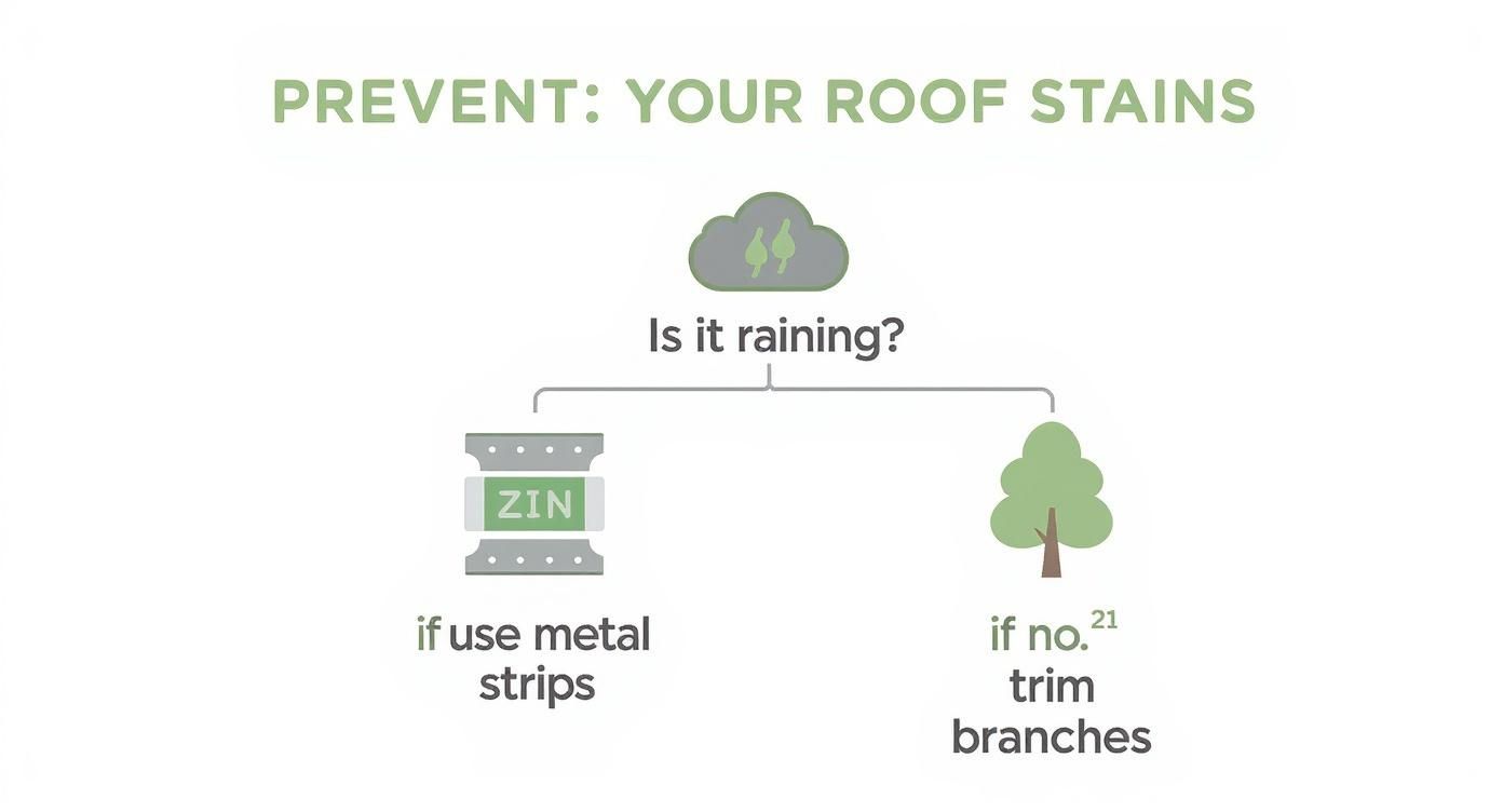 Infographic about black stains on roof