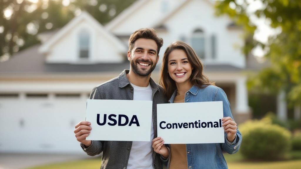 Couple reviewing home loan documents with a mortgage professional