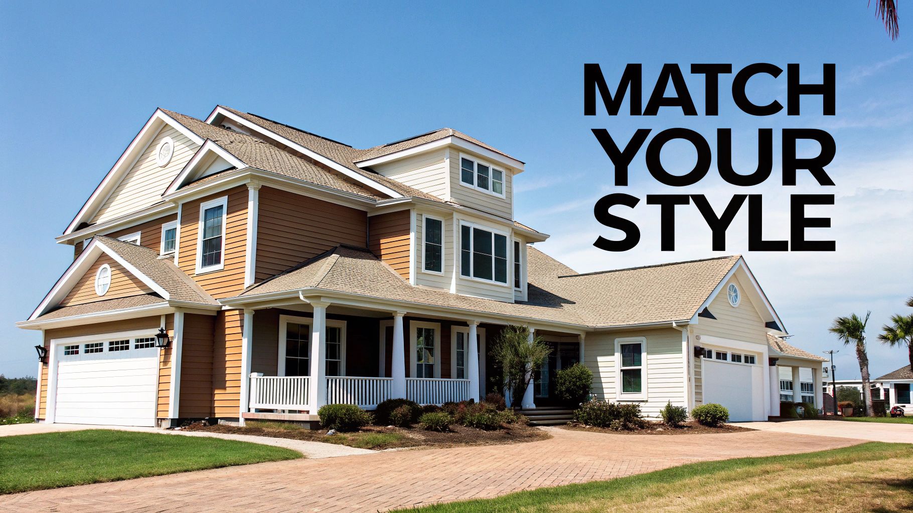 A light-colored roof on a Florida home with palm trees