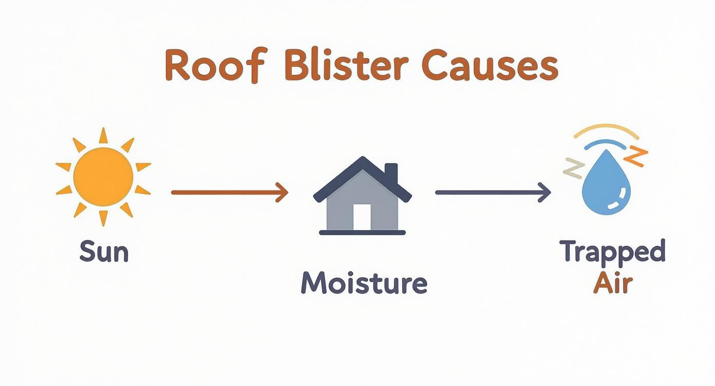 Infographic about blistering roof surface Greenacres