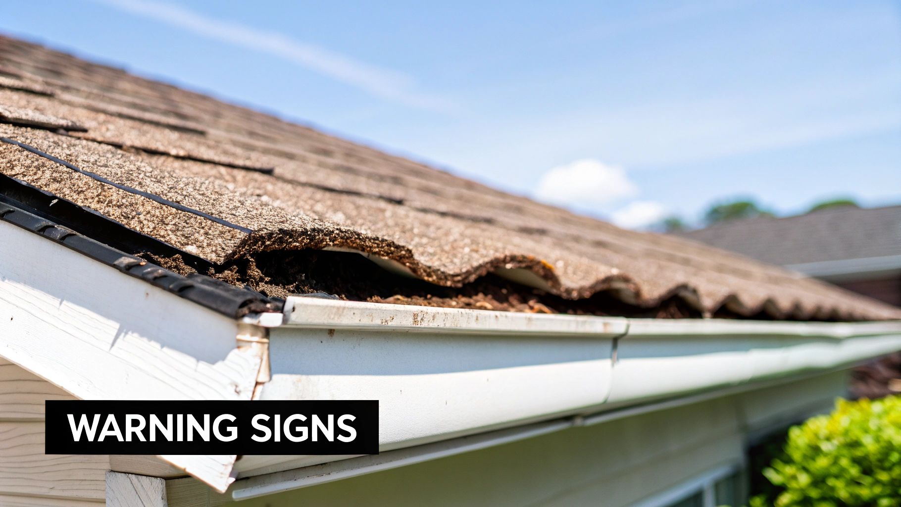 Water damage on a ceiling from a leaking roof.