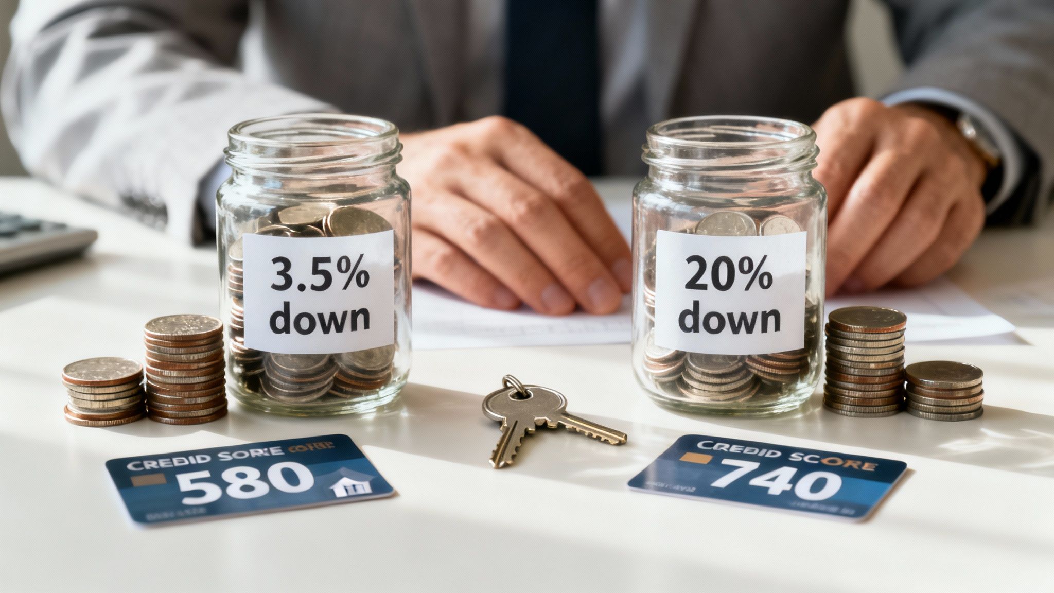 Two individuals shaking hands in front of a house, symbolizing a successful home loan agreement.