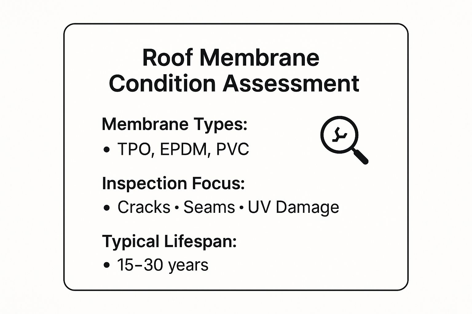 Infographic showing key data about Roof Membrane Condition Assessment