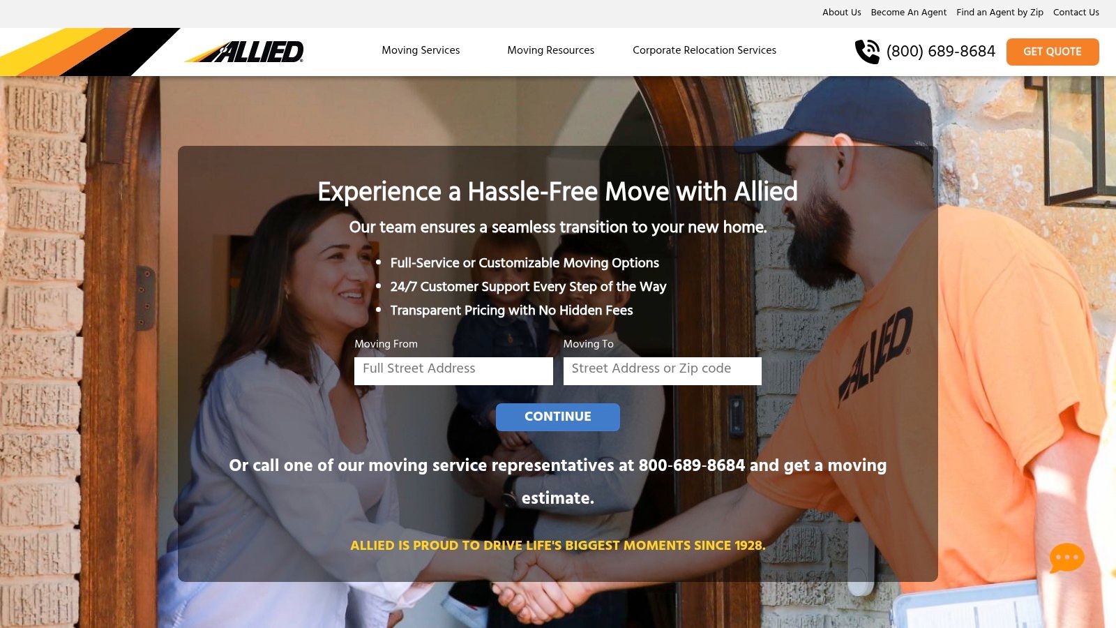 Allied Van Lines moving truck and crew