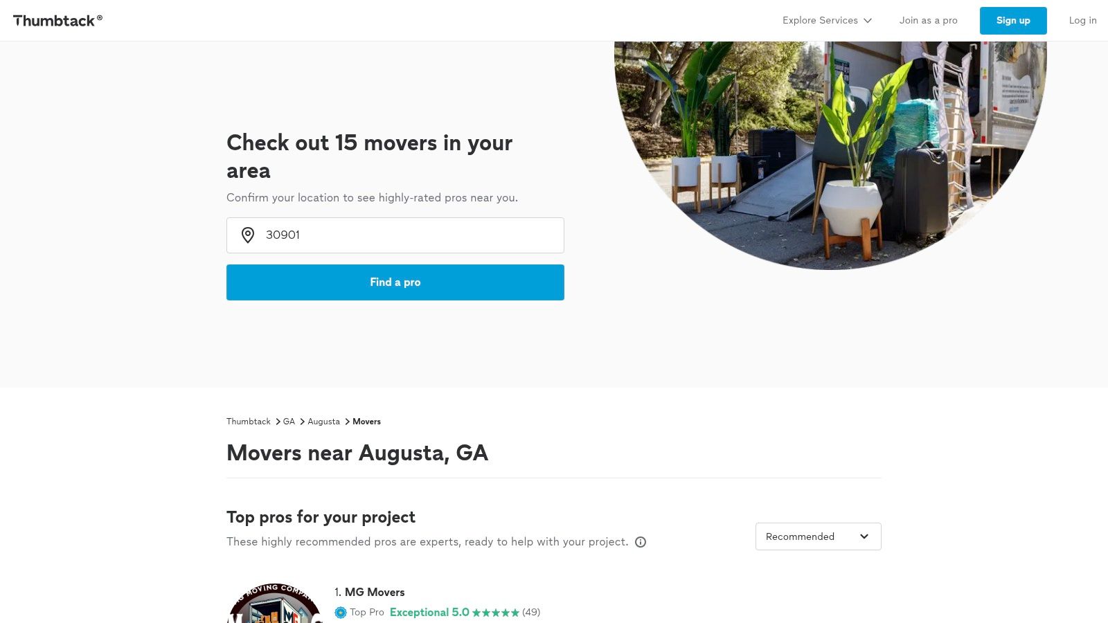 A person checking a moving company's credentials online