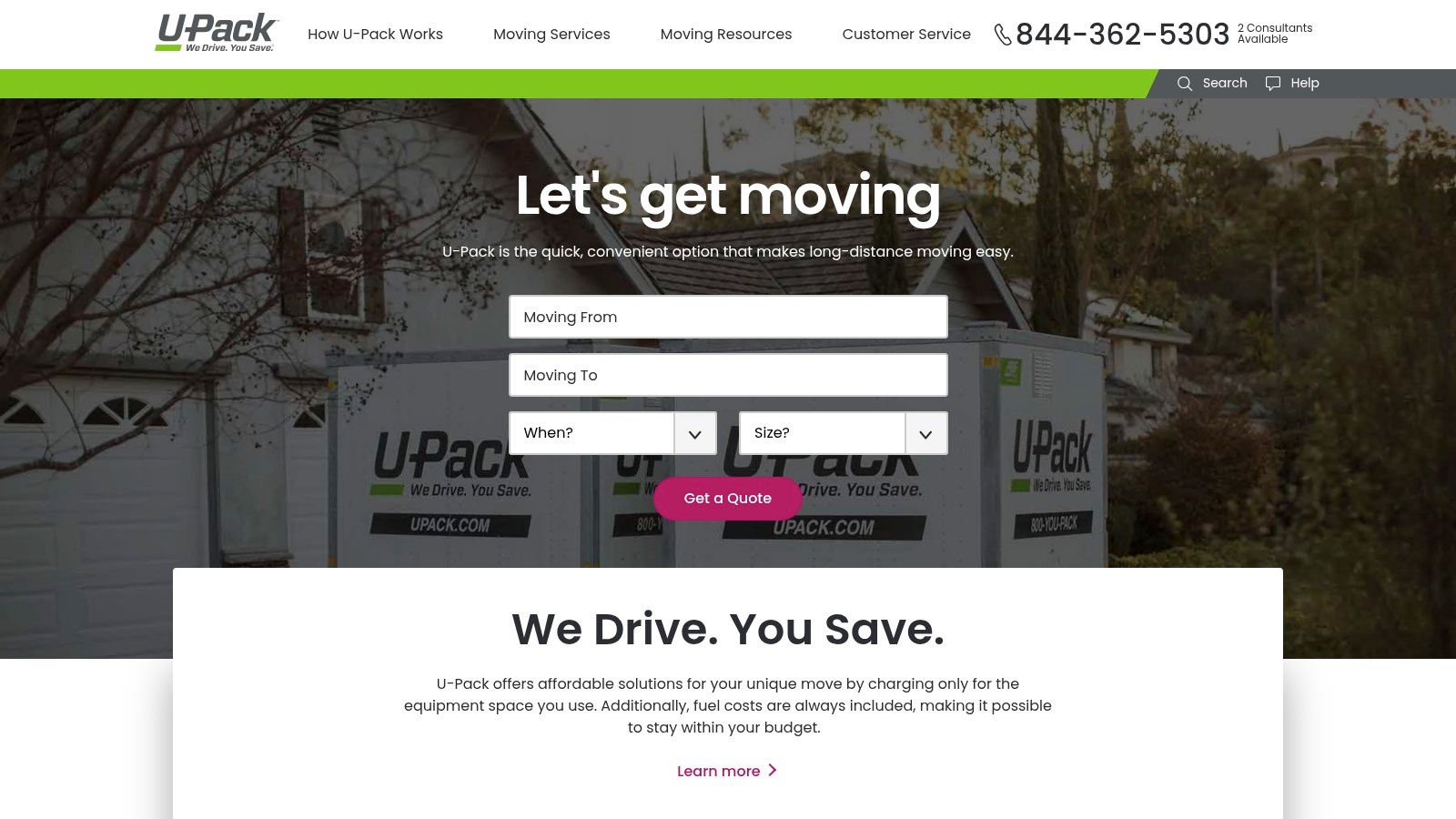 U-Pack ReloCube containers and moving trailer options