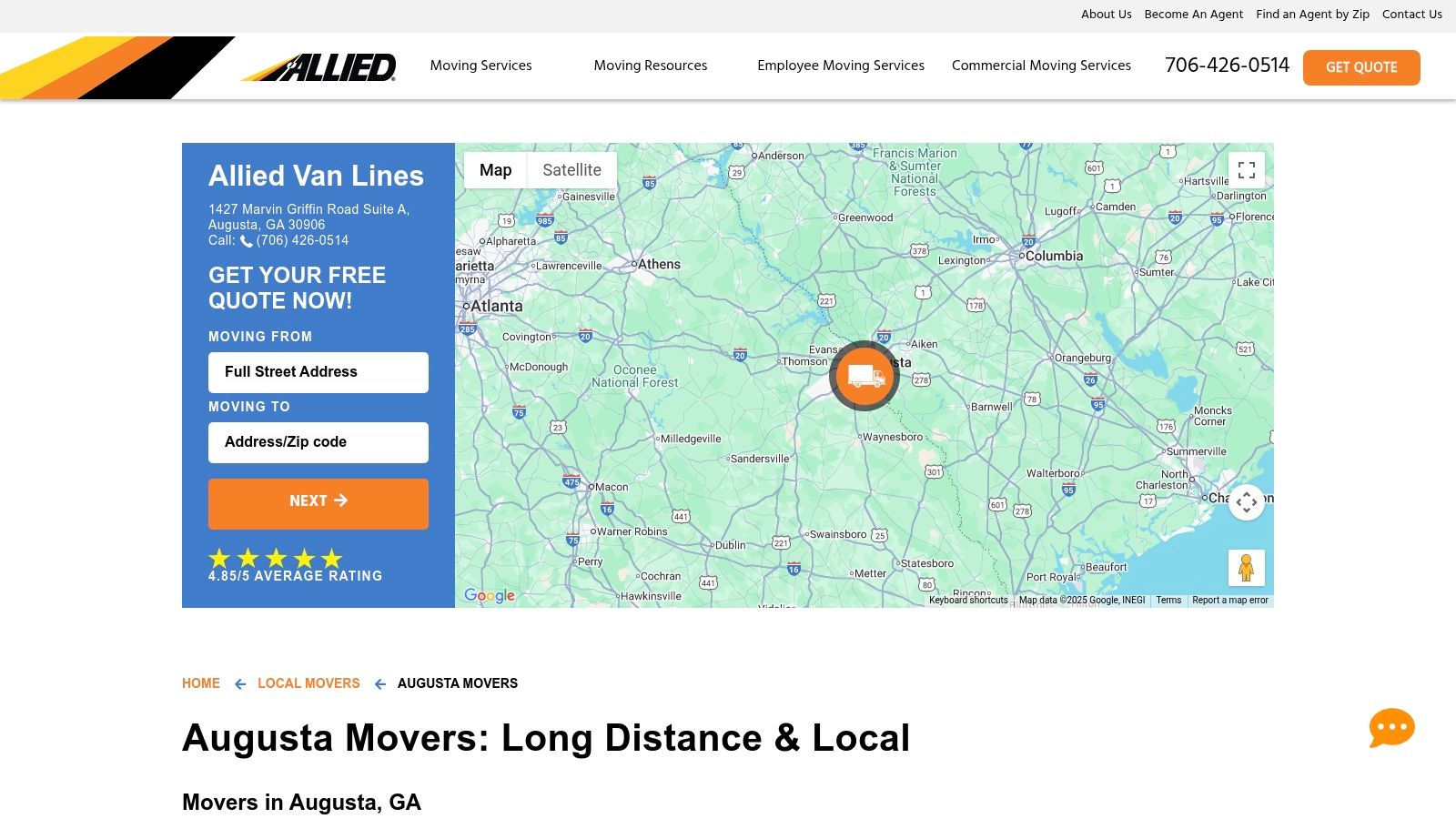 Moving truck on a highway