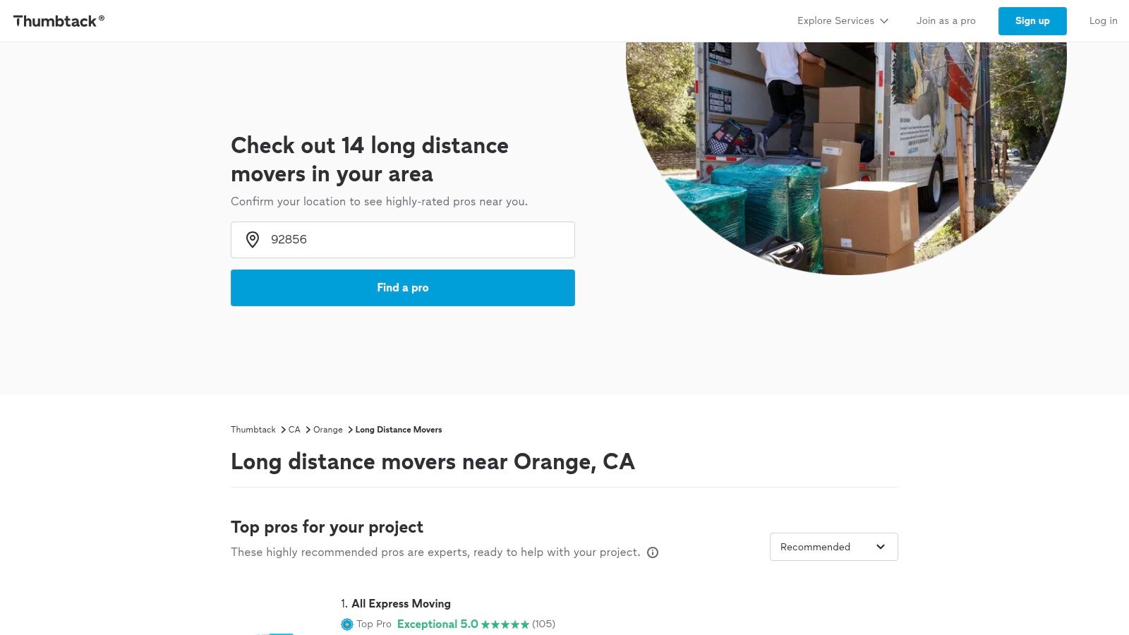 Thumbtack – Long-Distance Movers near Orange, CA