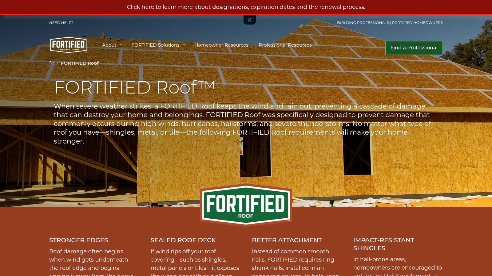 IBHS FORTIFIED Home – FORTIFIED Roof Standard