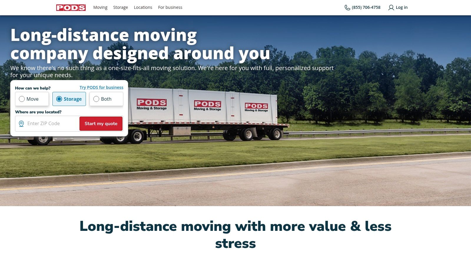 PODS (portable containers for long-distance moves)