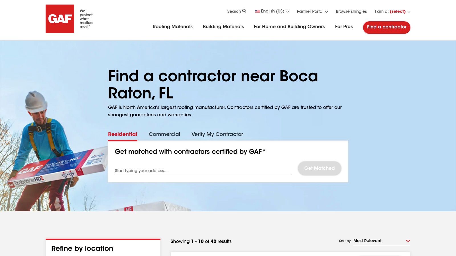 GAF Certified Contractor Locator