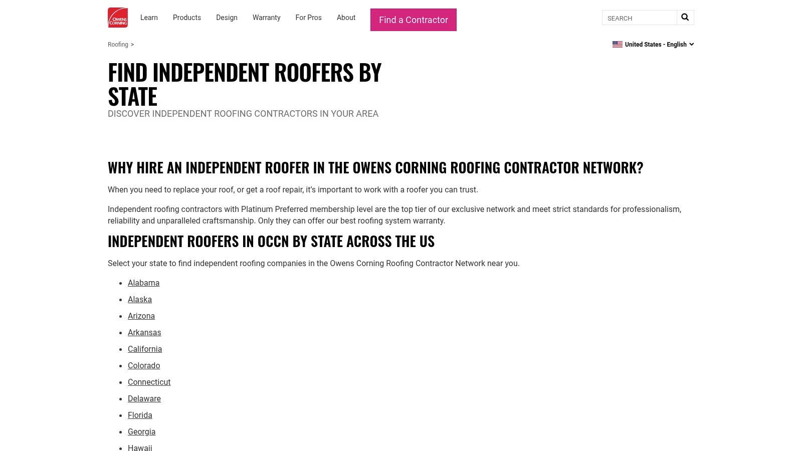 Owens Corning Roofing Contractor Network