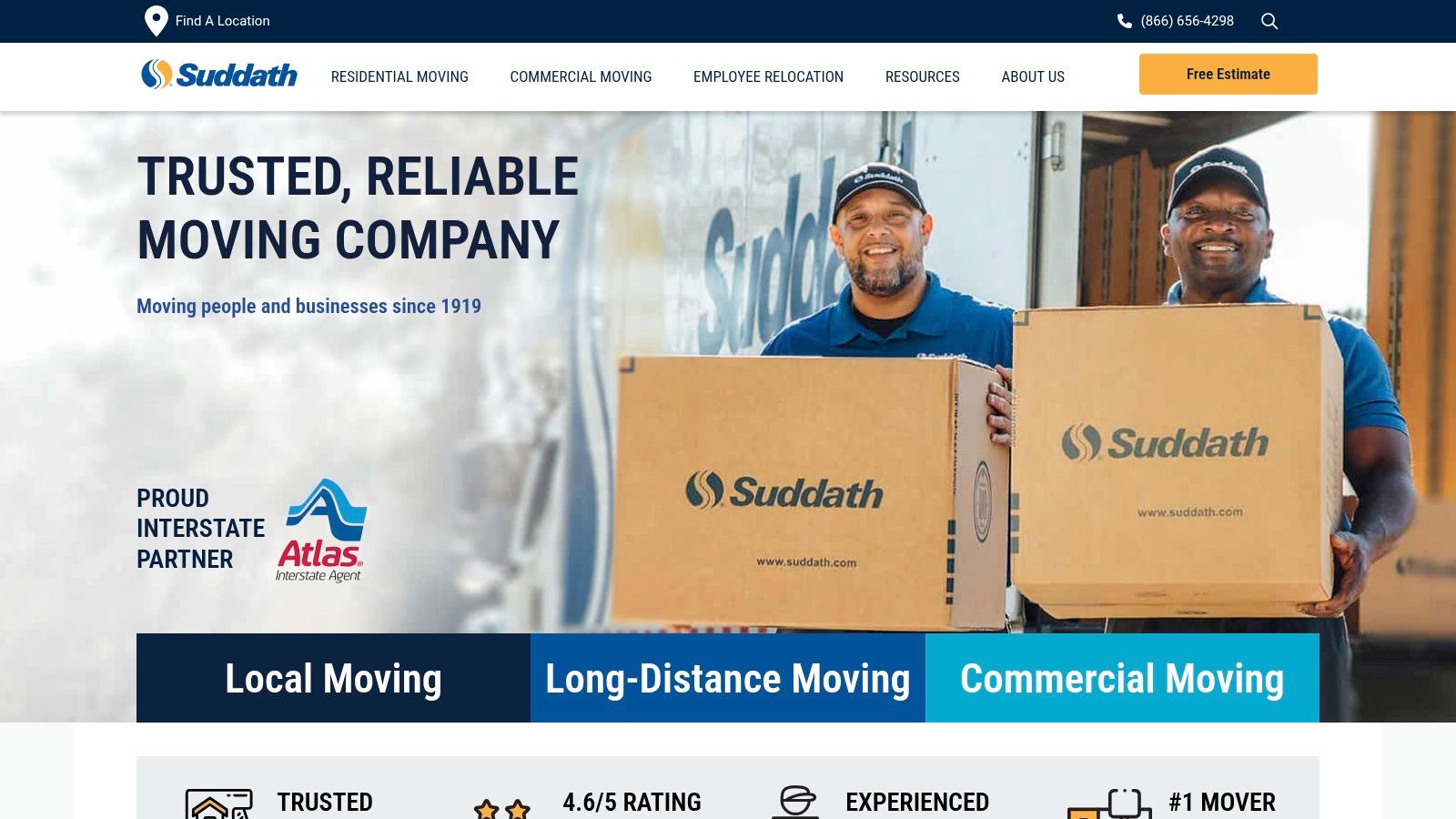 Suddath moving truck and professional movers