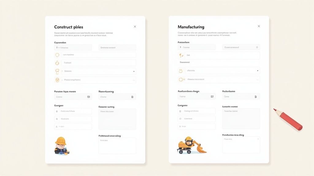 A manufacturing worker operates a large industrial machine in a factory setting.