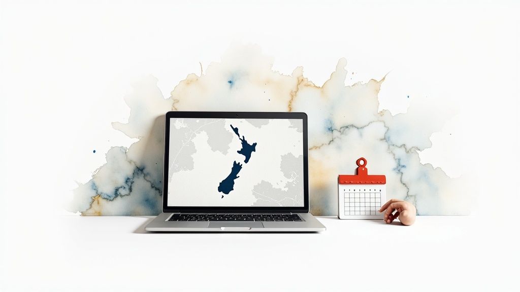 A person working on a laptop with a website graph in the background