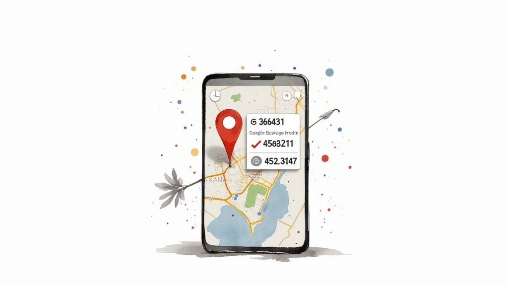 A magnifying glass focusing on an Auckland map, symbolising local search.