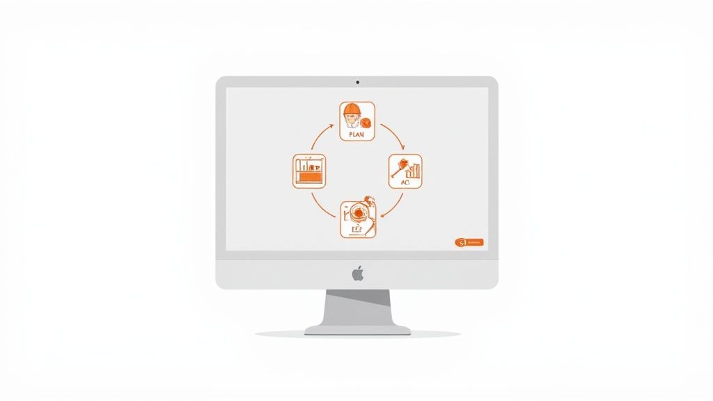 A manufacturing worker operating machinery safely within a structured system.