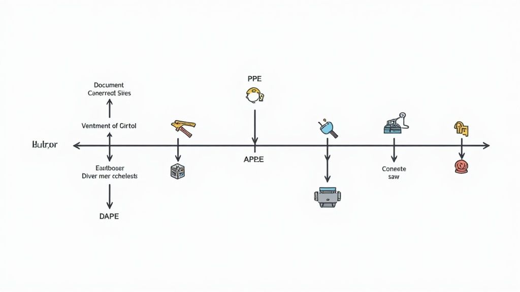 Two manufacturing workers discussing plans in an industrial setting.