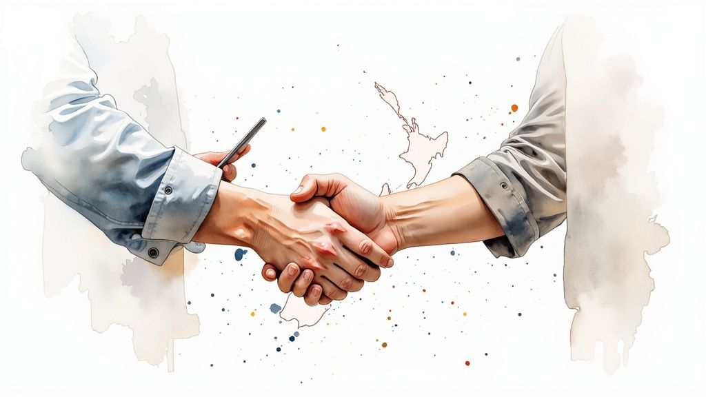 A team of web designers collaborating in a bright, modern New Zealand office.