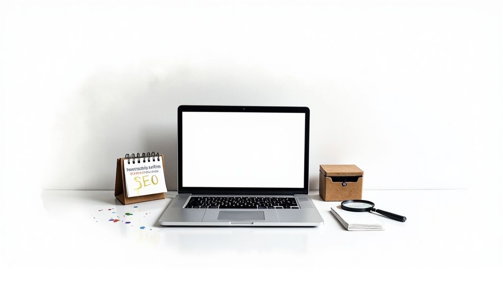 A calculator and a laptop on a desk, symbolising the cost of website development.