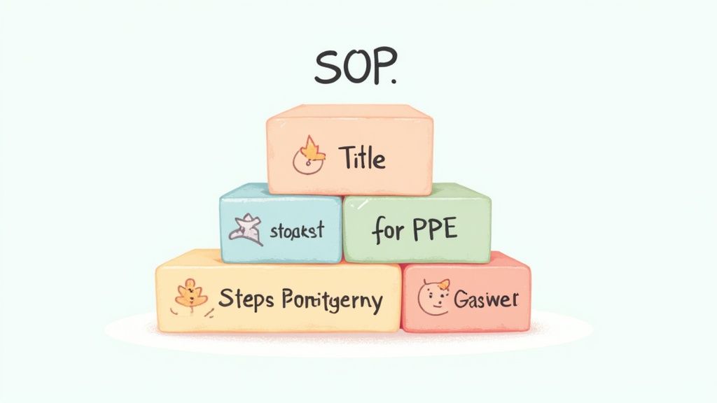 A construction worker reviewing a document on a tablet inside a manufacturing facility.