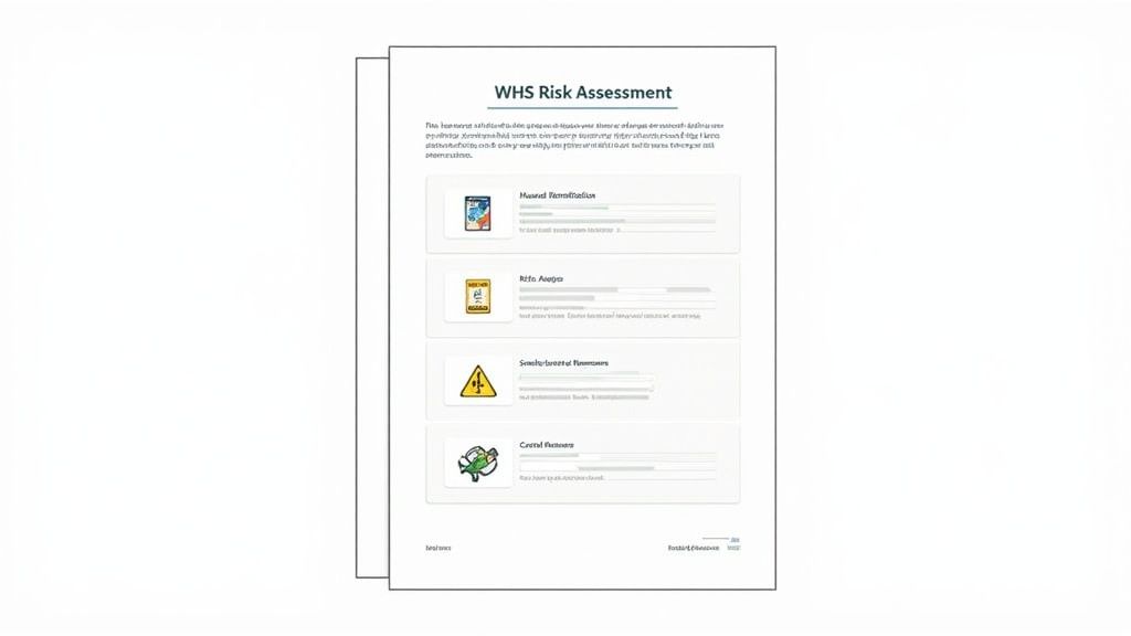 Two workers in a manufacturing setting discussing plans over a piece of machinery.