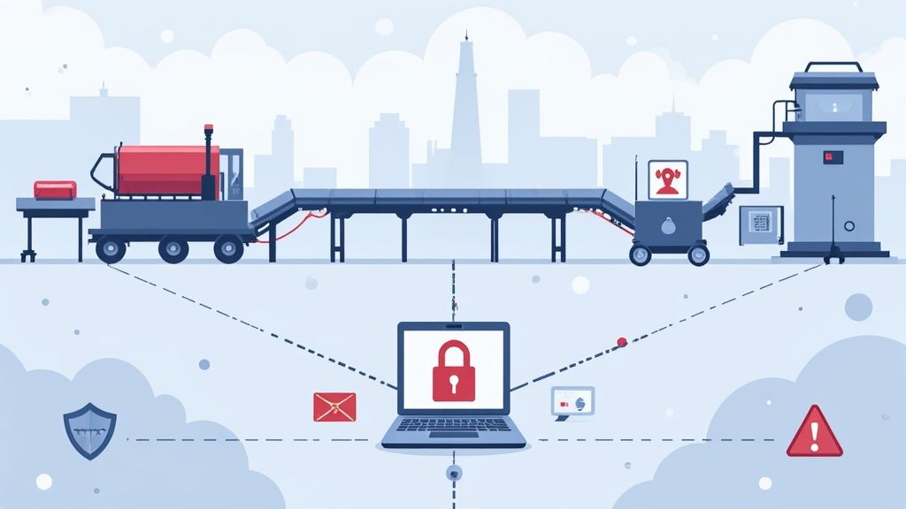 A construction worker reviewing a safety plan on a tablet.