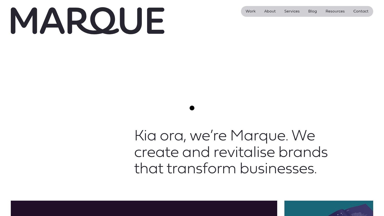 Marque brand development homepage for New Zealand businesses