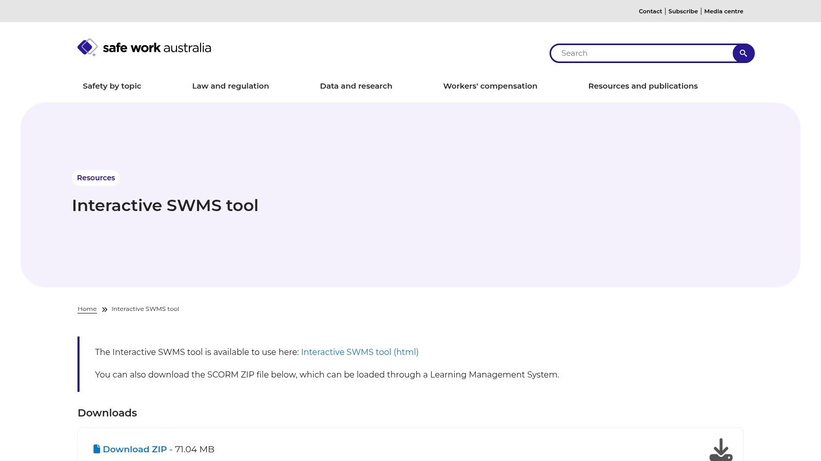 Safe Work Australia - Interactive SWMS Tool