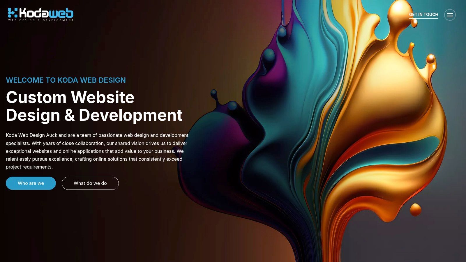 Koda Web's website homepage showcasing their design and development services