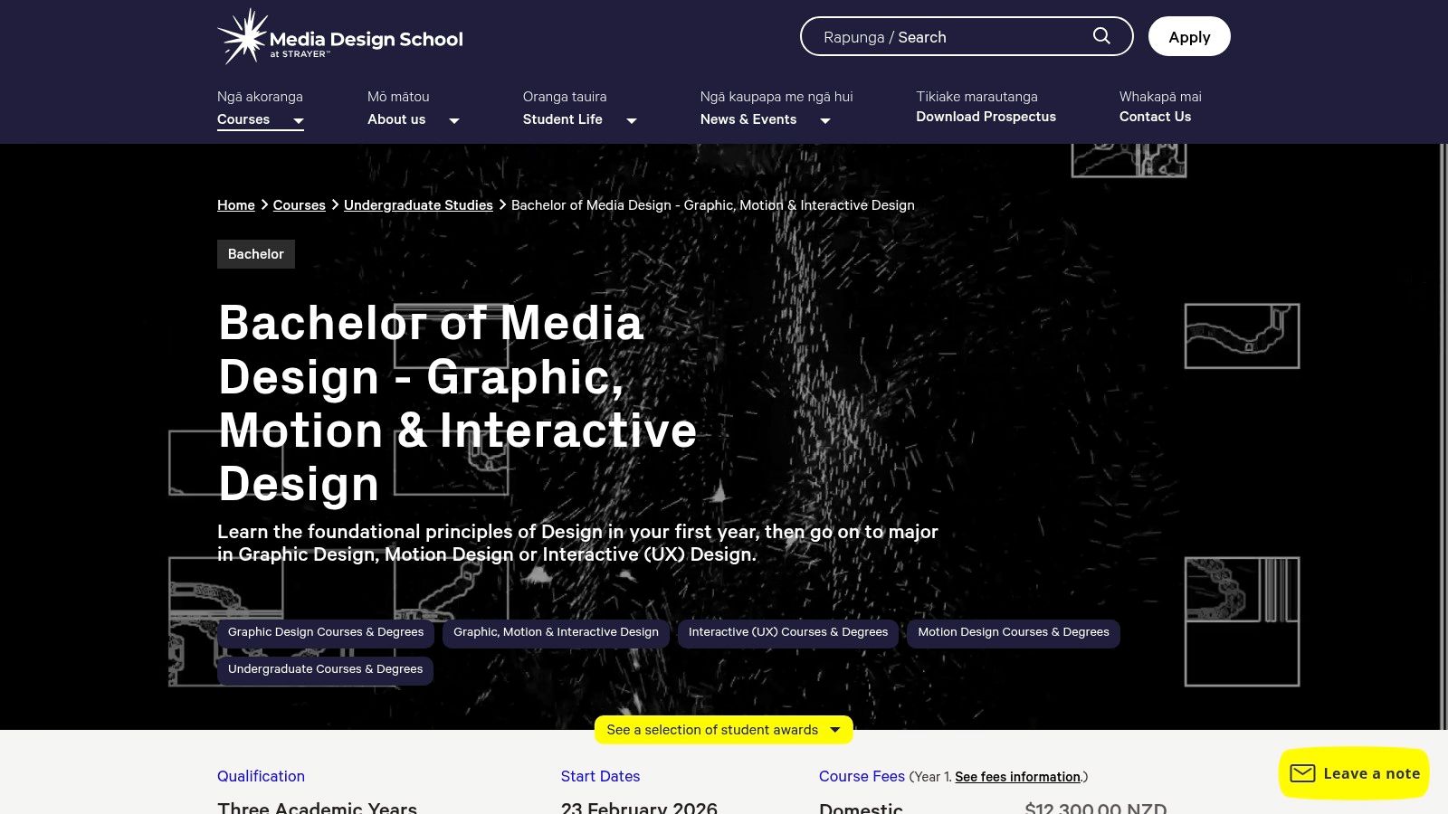 A sleek, modern classroom at the Media Design School campus, showcasing a collaborative learning environment.