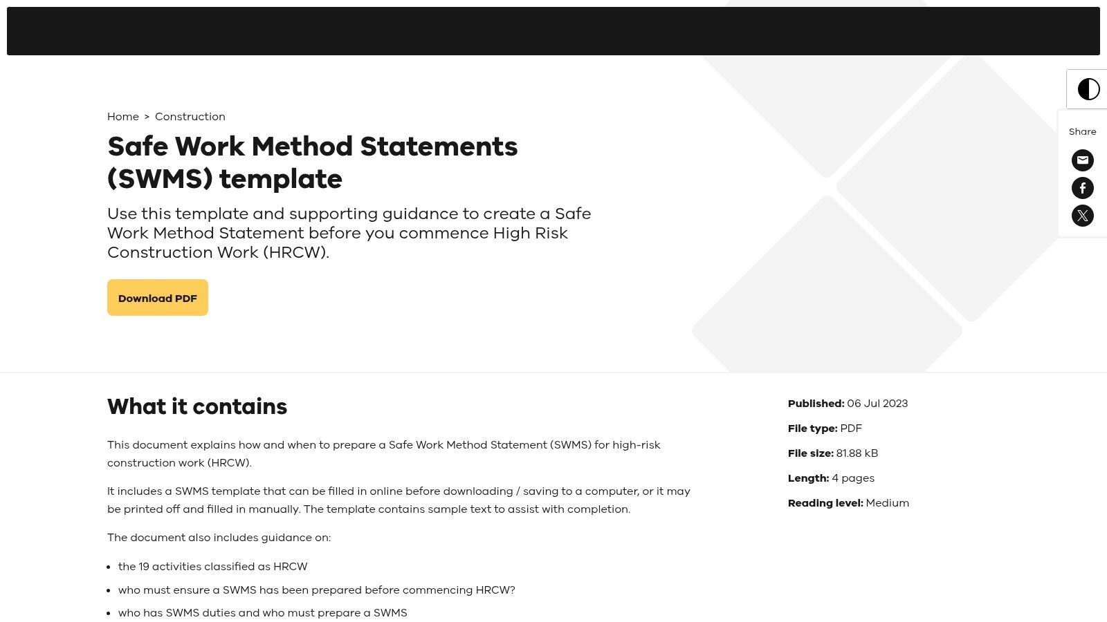 WorkSafe Victoria - SWMS Template (fillable)