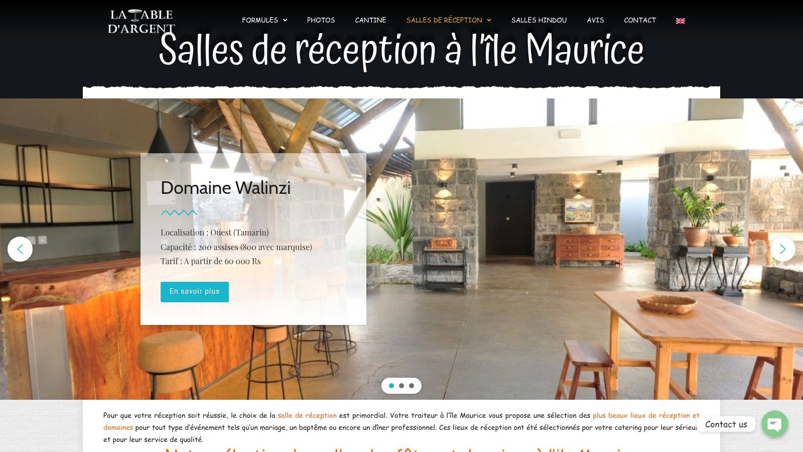 Elegant table setup at a Mauritian wedding reception hall, showcasing the type of venue listed on La Table d'Argent.