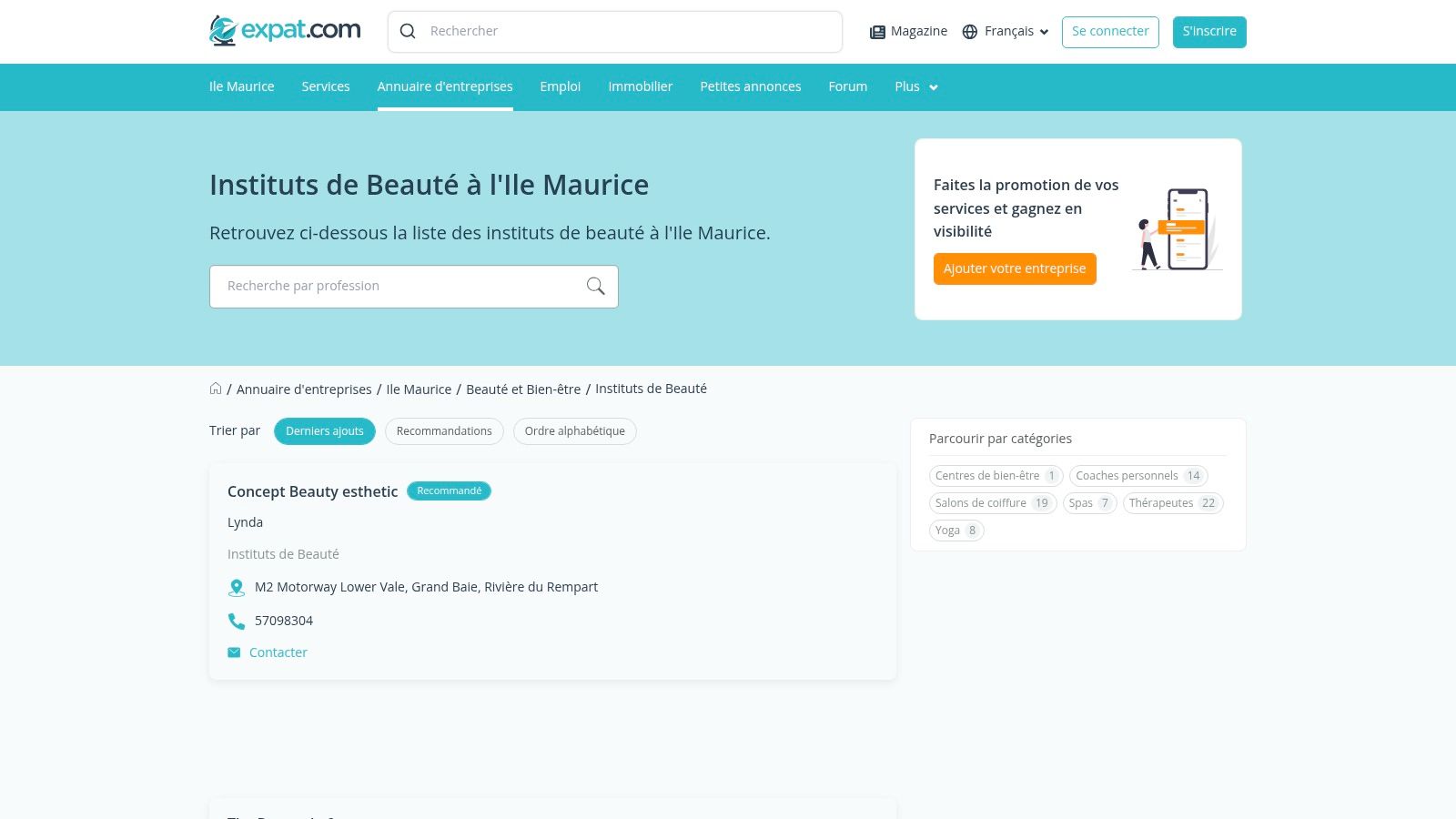 Expat.com (Mauritius Beauty/Wellness directory)