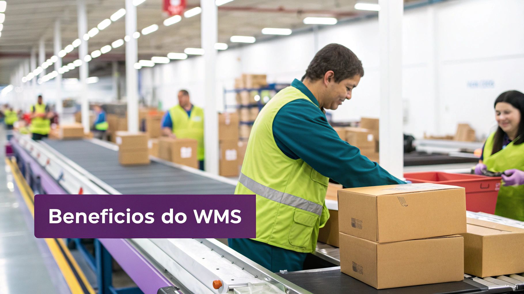 Gráfico de pizza mostrando os benefícios de um WMS, como redução de custos, aumento da produtividade e satisfação do cliente