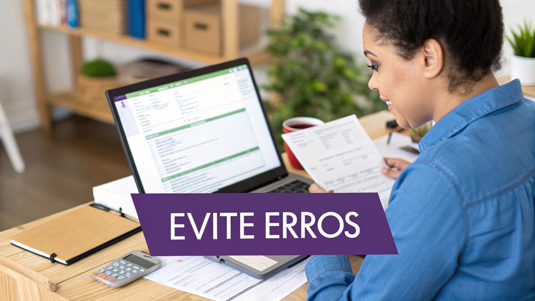 Uma mão usando uma lupa para inspecionar um formulário de envio de pacote.