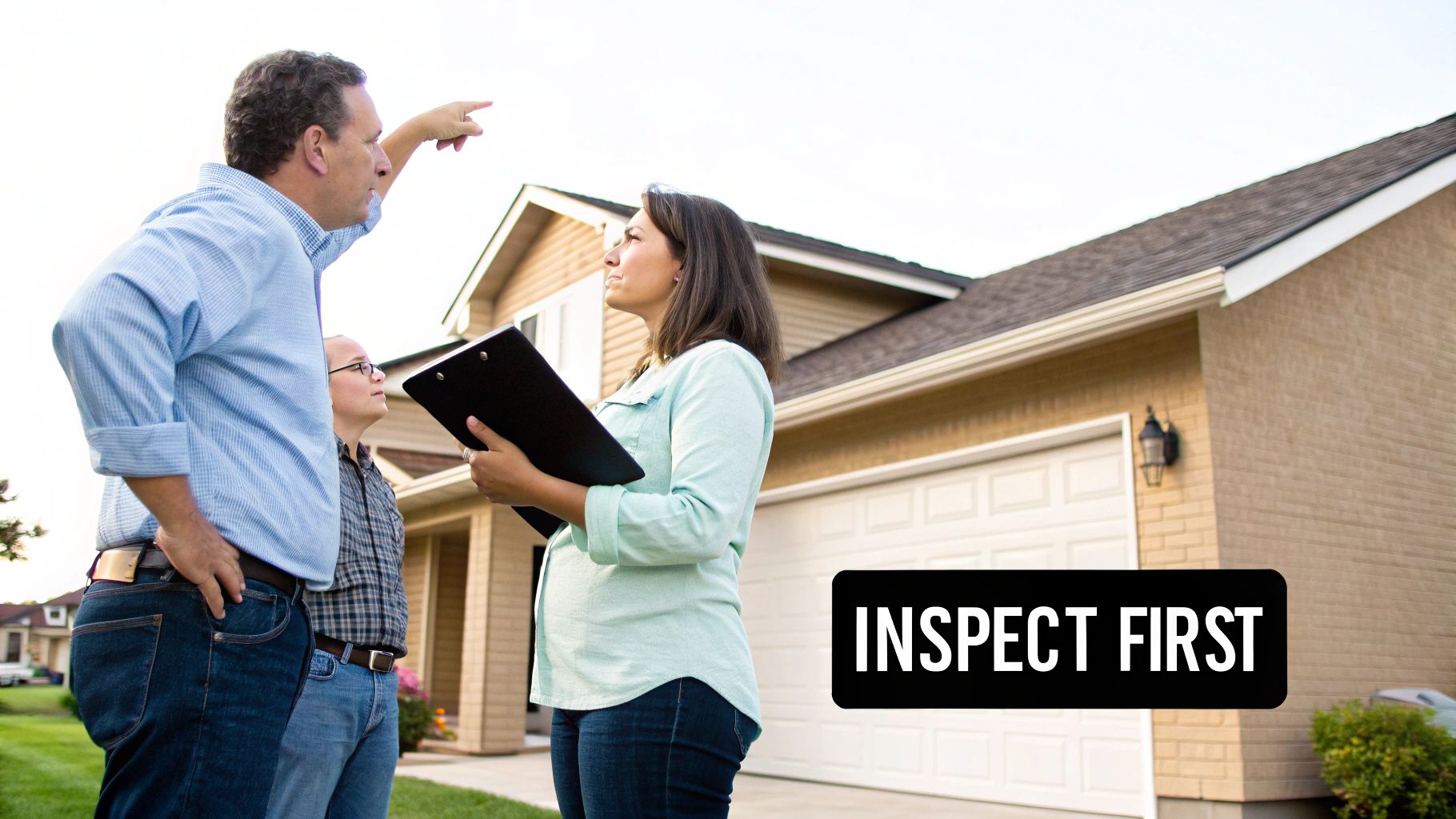 A home inspector examining the electrical panel of a house.