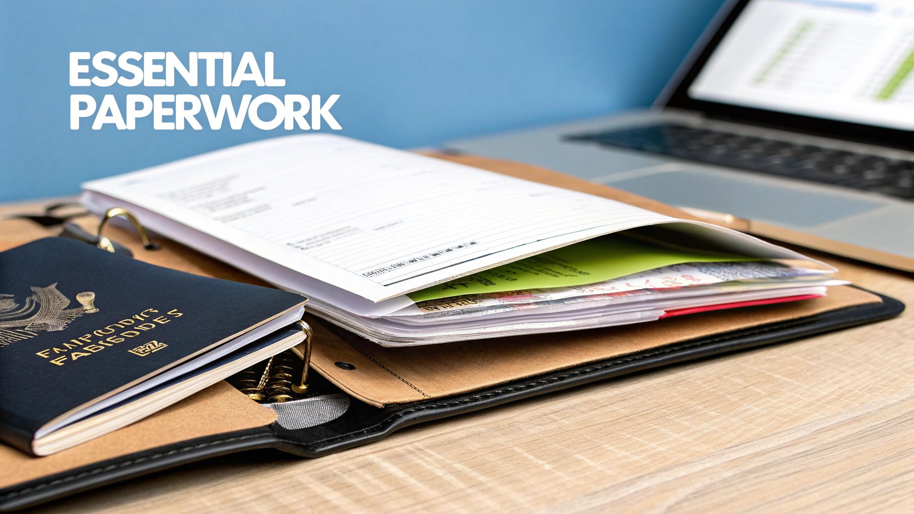 Pile of documents and a calculator on a desk