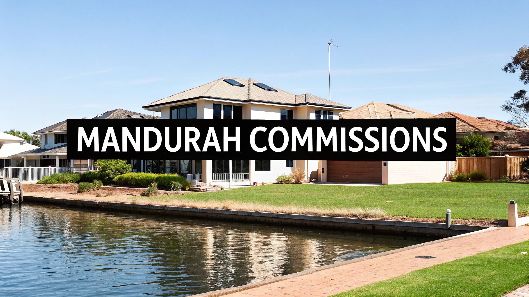 A sunny view of the Mandurah canals with residential properties along the waterfront.