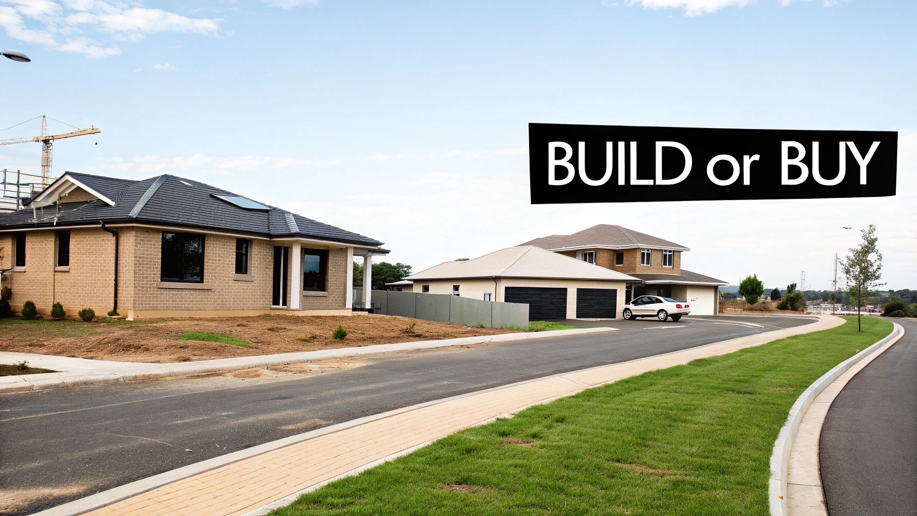 Couple looking at blueprints for building a new home.