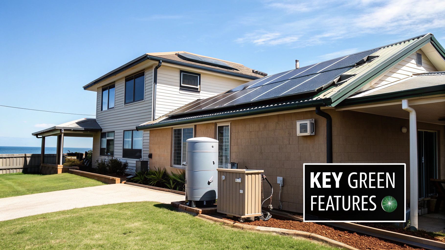Solar panels on a modern home's roof