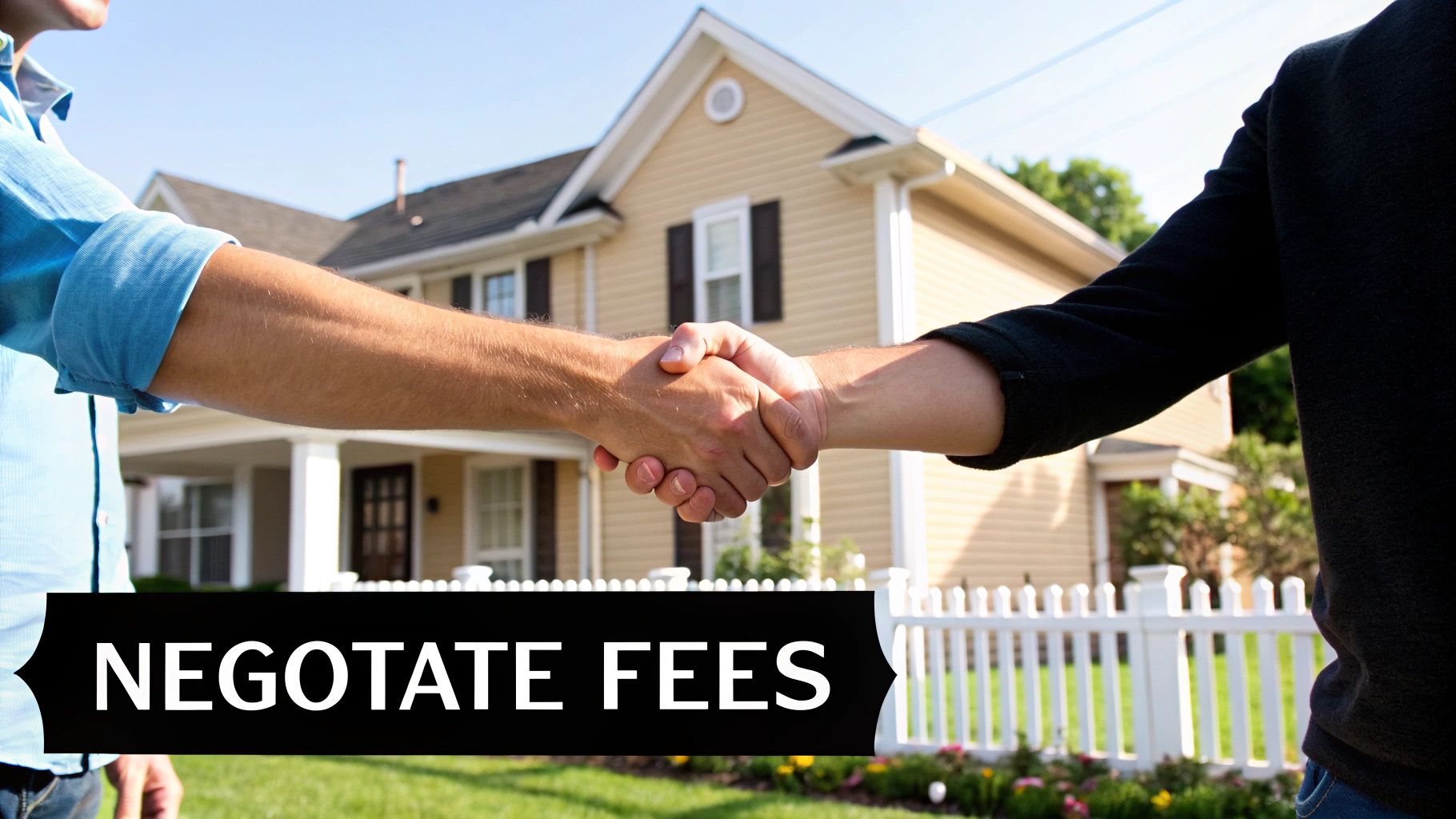 A person using a calculator with documents and a small house model on the table.