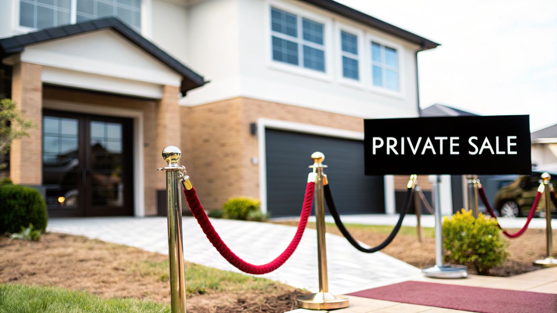 A family smiling in front of their new home, symbolizing a successful private sale