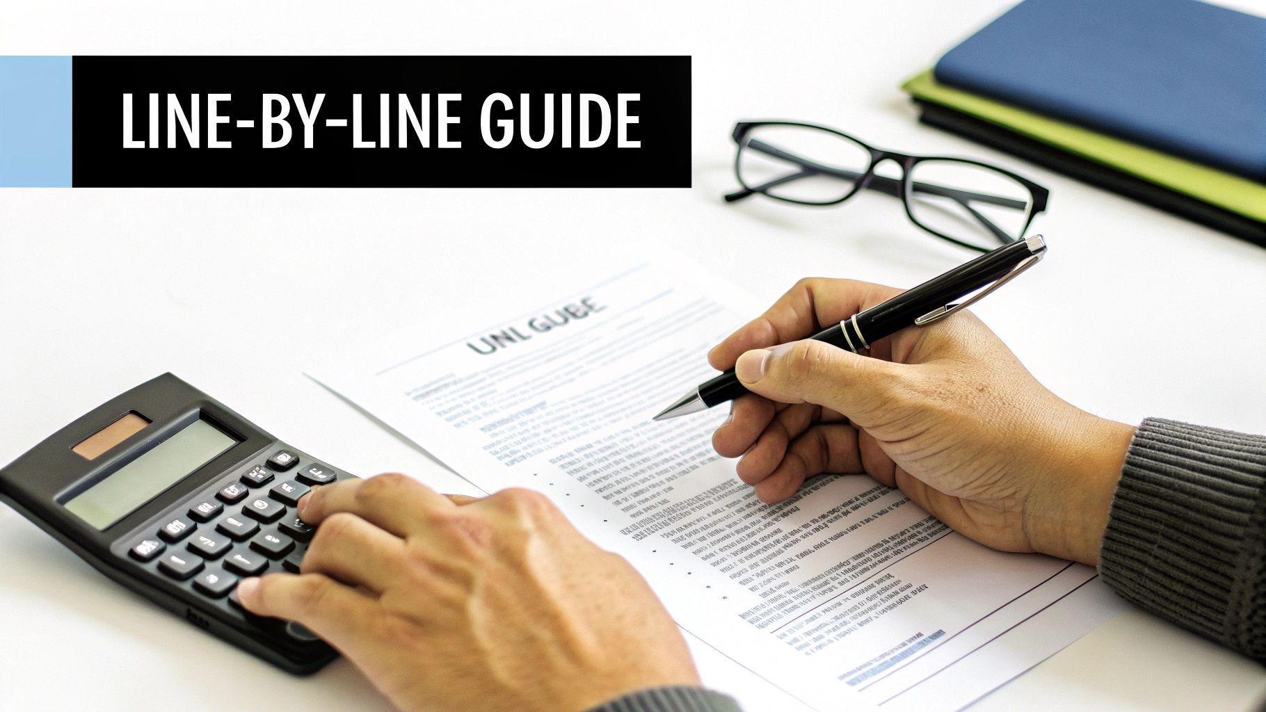 A person pointing to specific lines on a document, illustrating the process of reviewing a settlement statement