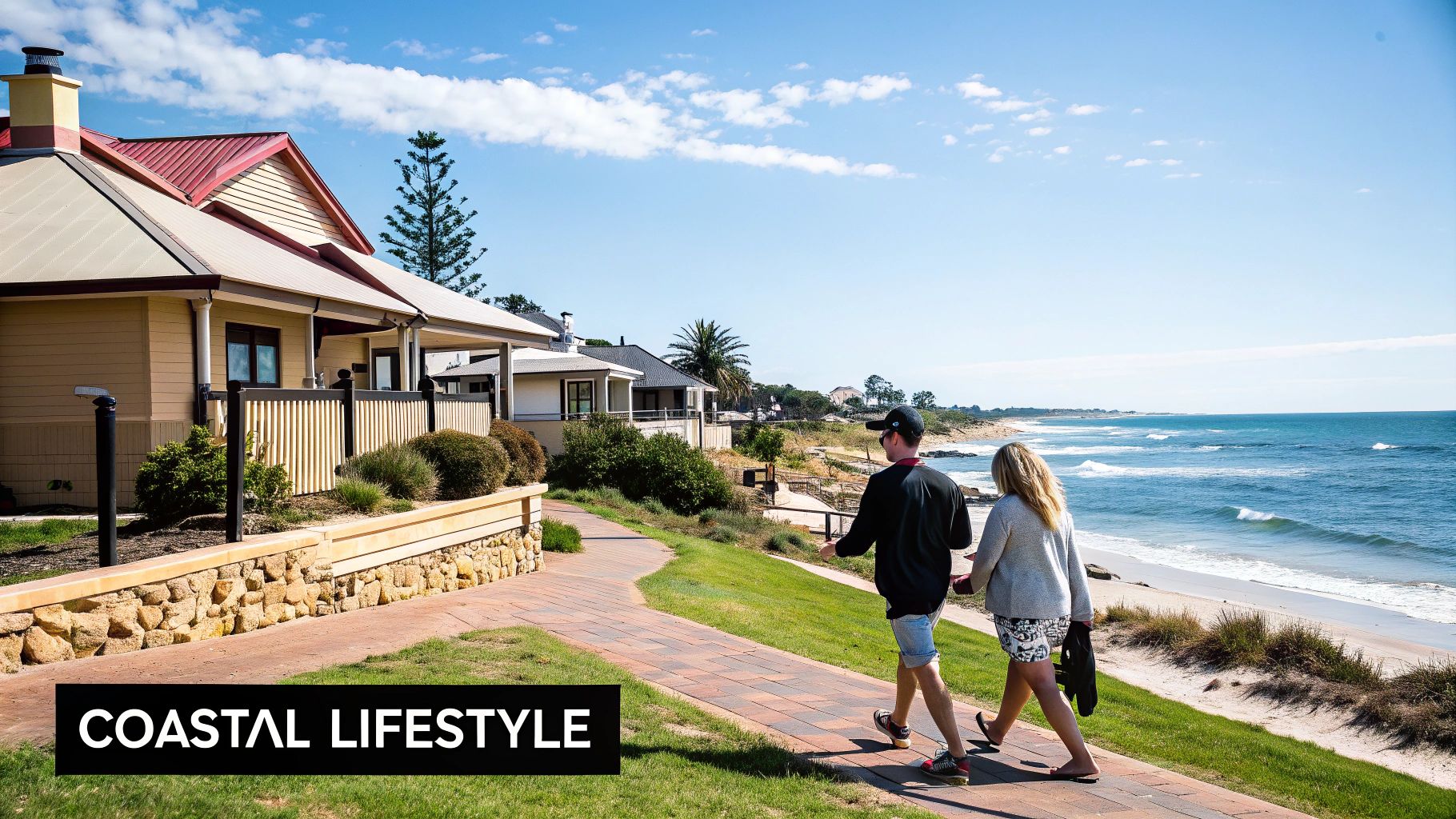 A picturesque view of Mandurah's waterways with boats and waterfront homes
