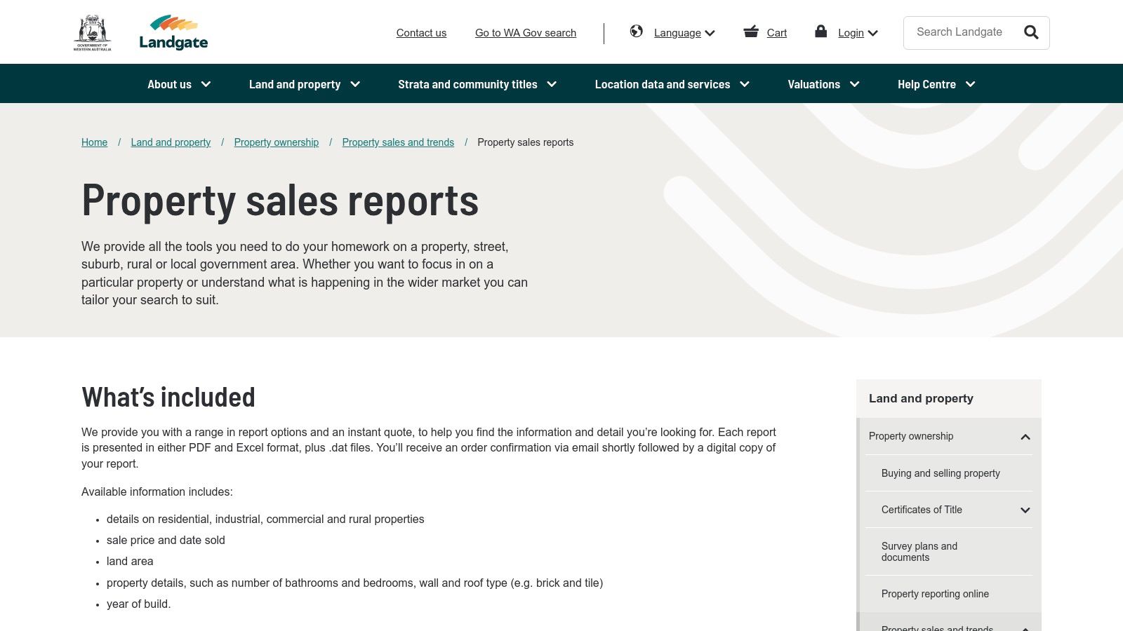 Landgate – Property Sales Reports (Government of WA)