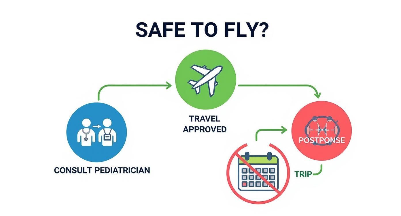 Infographic about flying with a 3 month old