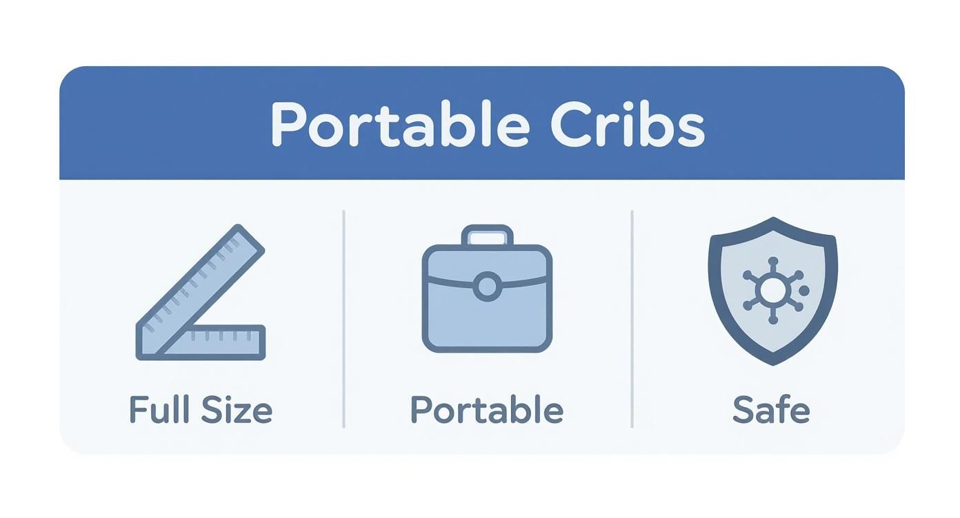 Infographic about portable full size cribs