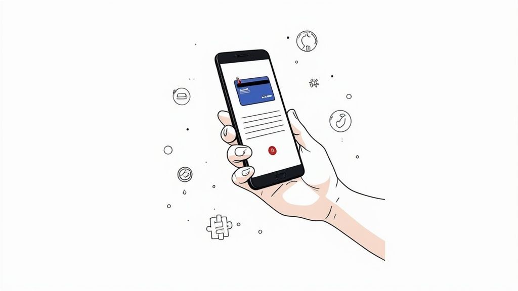 Personne utilisant un ordinateur portable et une carte de crédit pour effectuer un paiement en ligne, symbolisant la facilité et la sécurité.