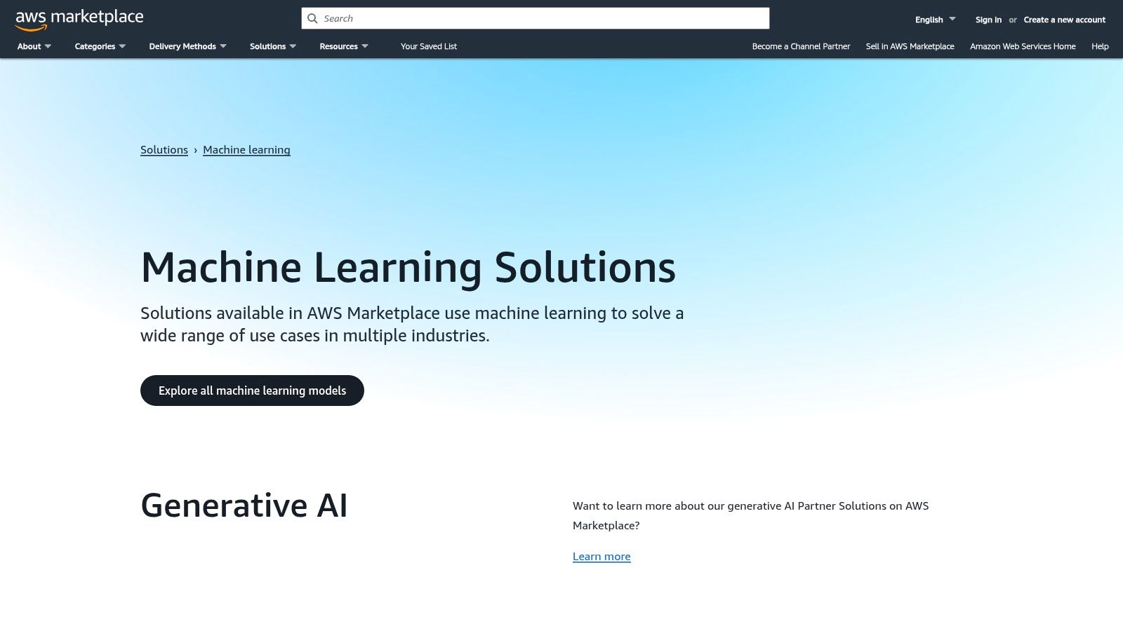 AWS Marketplace – Machine Learning Solutions